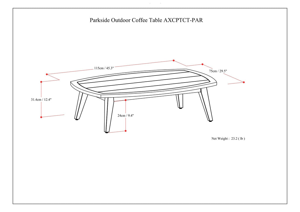 Parkside Outdoor Coffee Table - Light Teak