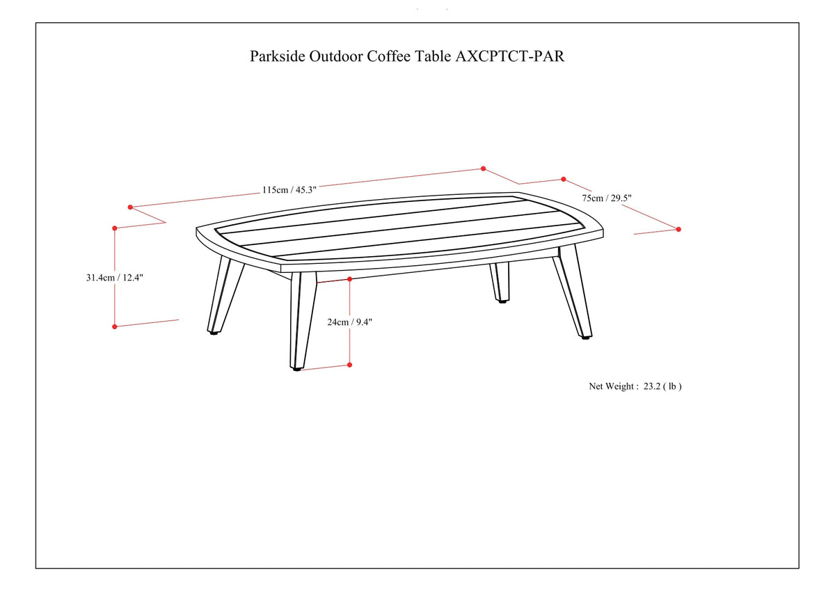 Parkside Outdoor Coffee Table - Light Teak