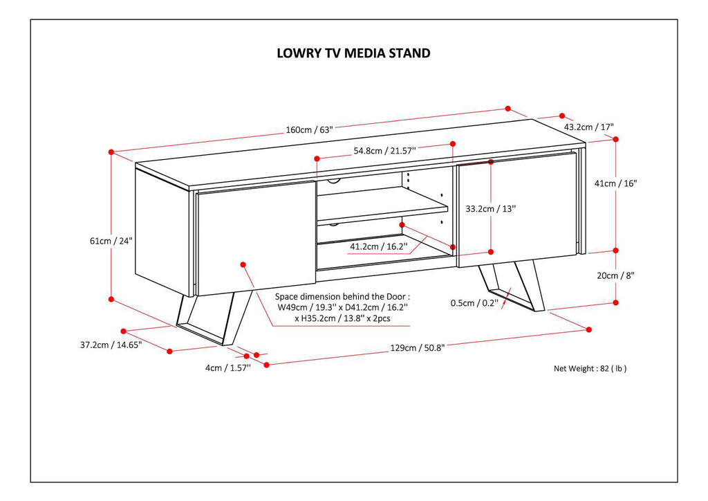Lowry 63 Inch Wide Solid Wood TV Stand in Distressed