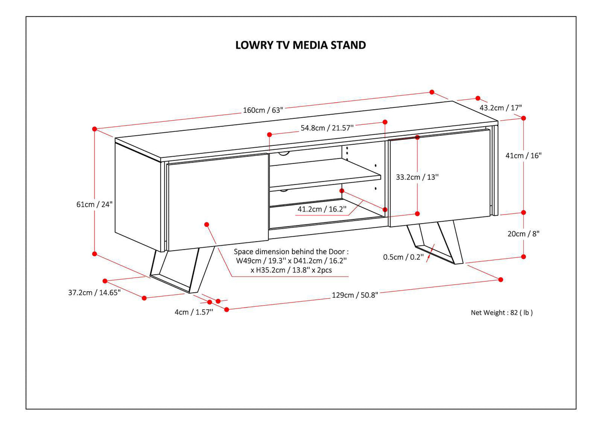 Lowry 63 Inch Wide Solid Wood TV Stand in Distressed