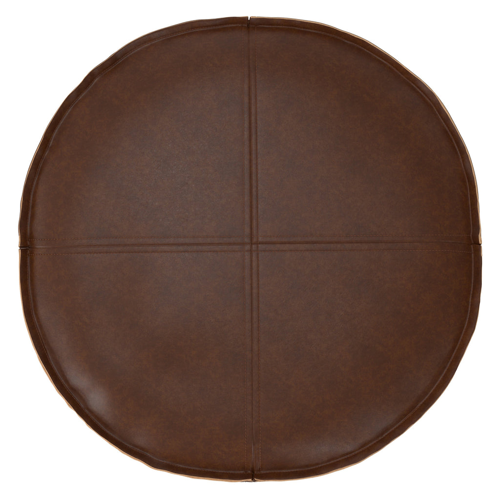 Brody 20 Inch Wide Round Pouf in Distressed