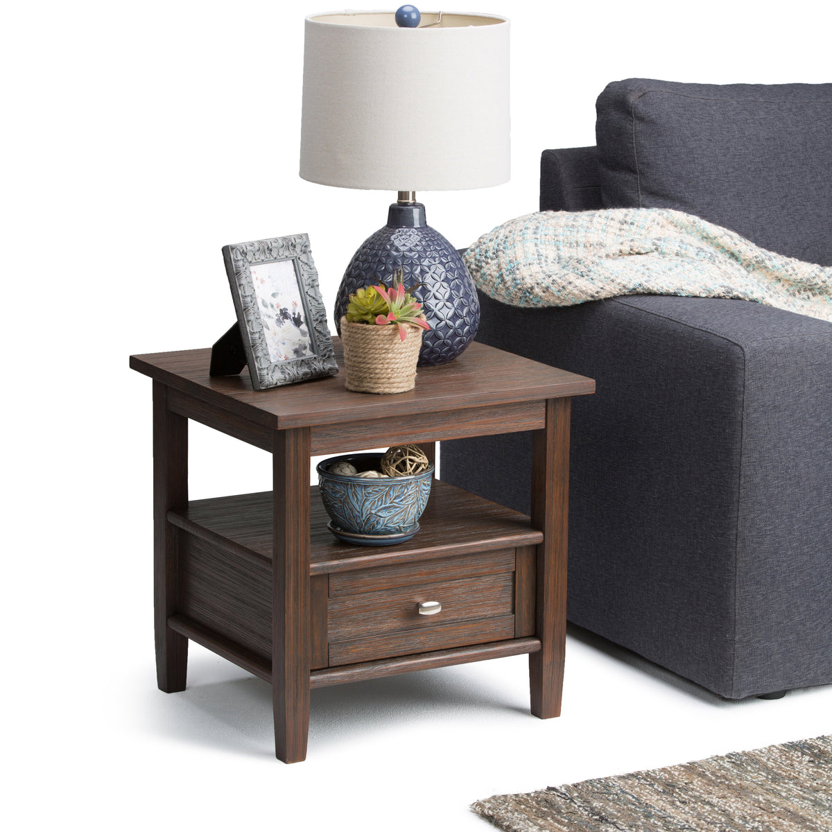 Warm Shaker Solid Wood 20 Inch Wide Transitional End Table