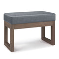 Milltown 27 Inch Wide Solid Wood Footstool Small Ottoman Bench in Stone