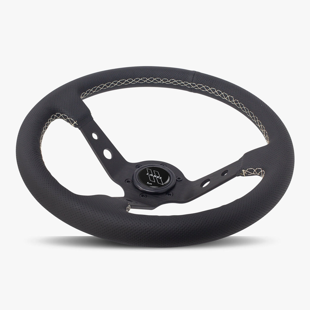 The Daytona | Black Perforated Leather | Black Spoke | White Stitch