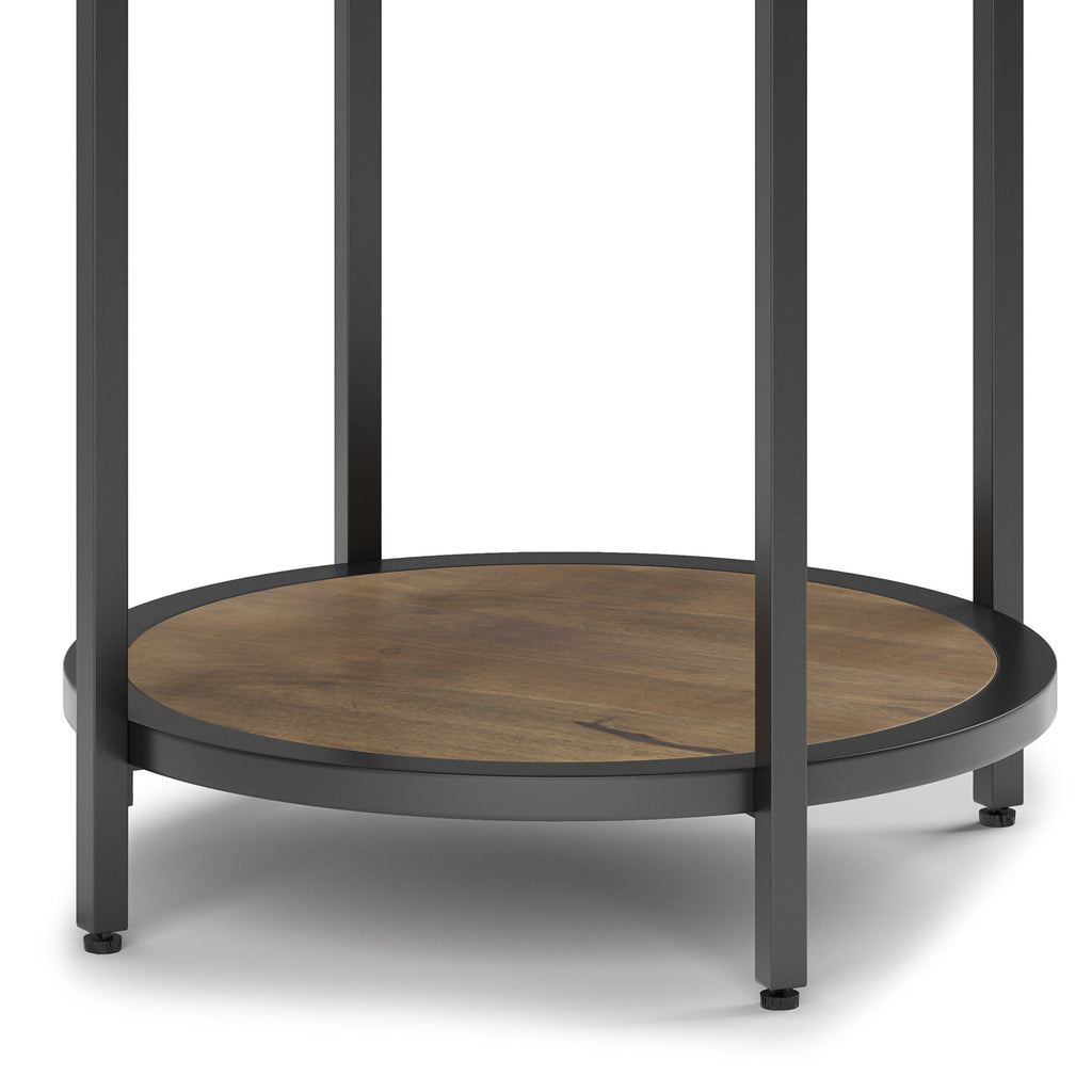 Jenna 18" Wide Solid Mango Wood and Metal Round Side Table