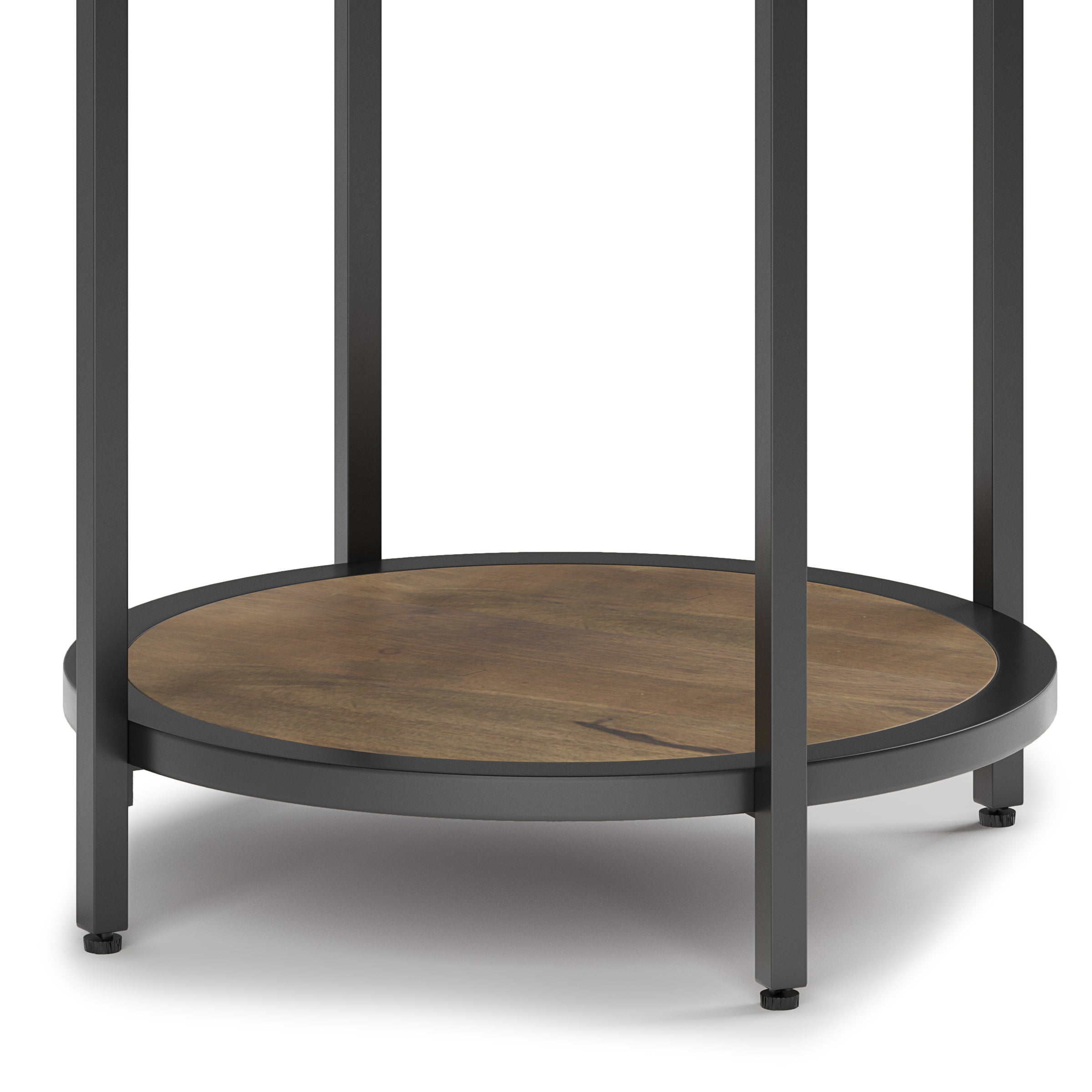 Jenna 18" Wide Solid Mango Wood and Metal Round Side Table