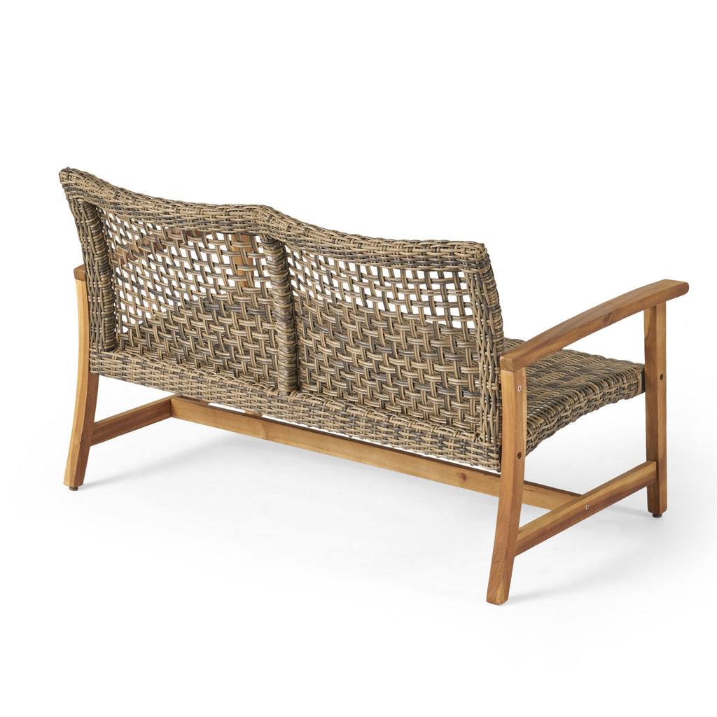 Hampton Wood + Wicker Loveseat