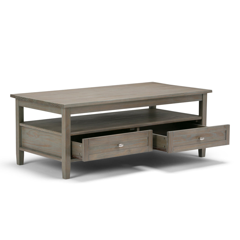 Warm Shaker Solid Wood 48 Inch Wide Transitional Coffee Table