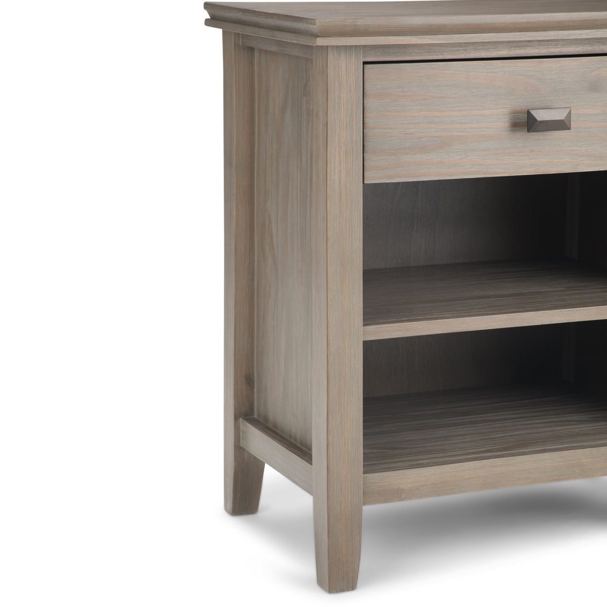 Artisan 24 Inch Wide Solid Wood Bedside Table in Distressed Grey