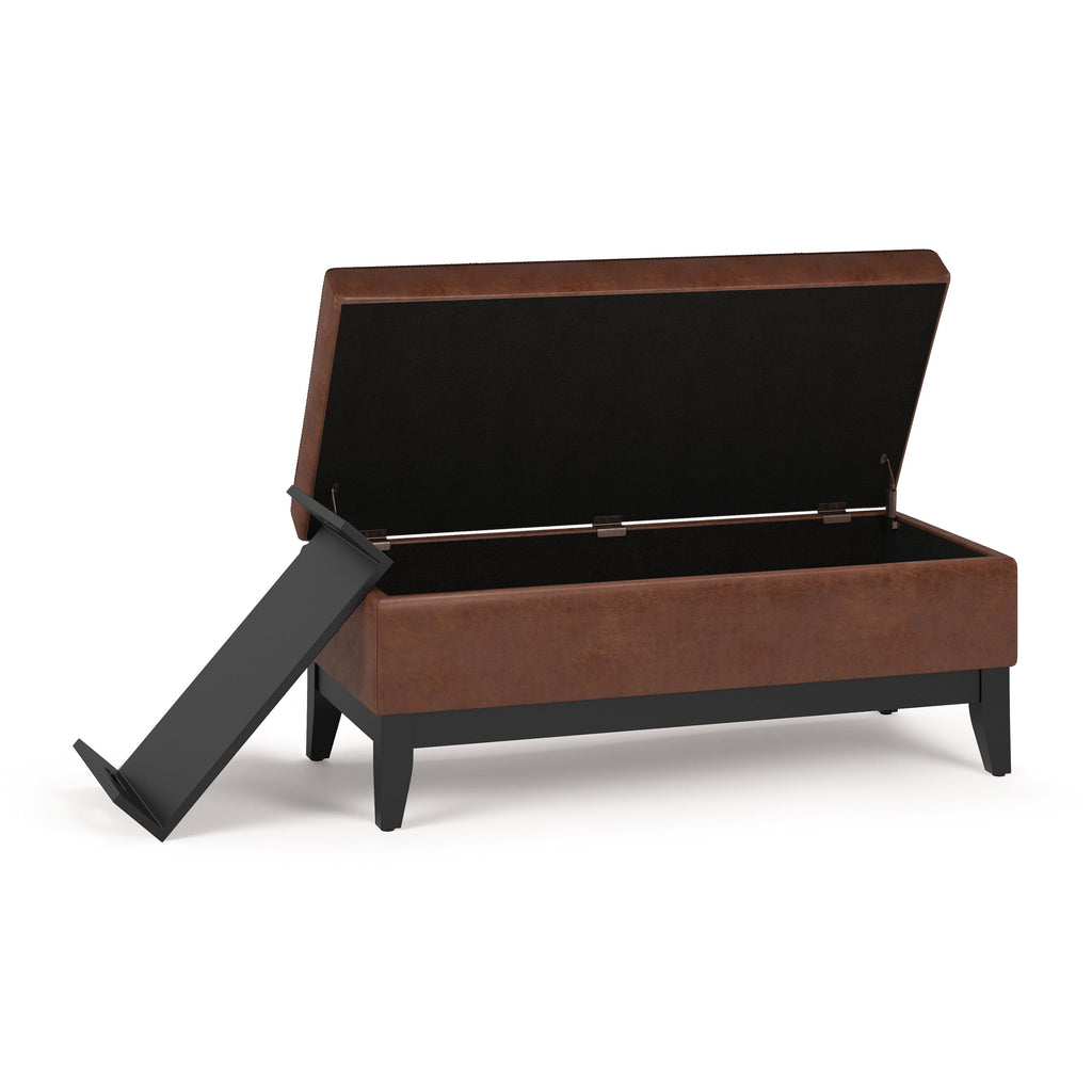 Oregon 42 Inch Wide Storage Ottoman Bench with Tray