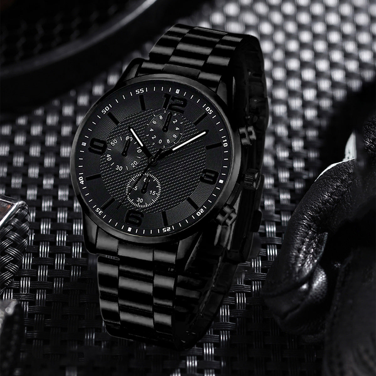 Three-Eye Digital Mens Watch Bracelet And Necklace Set