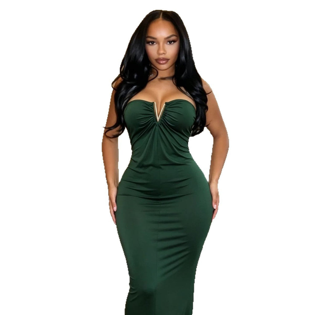 Strapless V-clasp Embellished Dress
