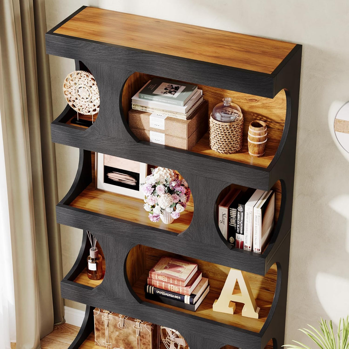 71.26" Tall 4-Tier S-Shaped Bookcase
