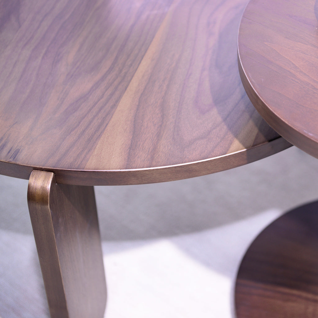 32.68 Inch Nesting Round Wood Coffee Table with End Table Set of 2