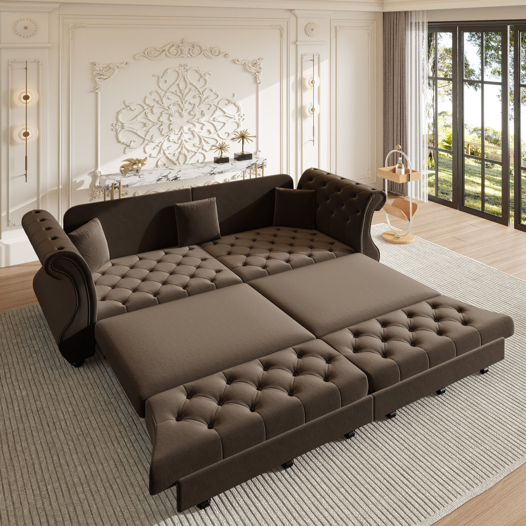 97.6" Oversized Chesterfield Pull Out Sofa Bed