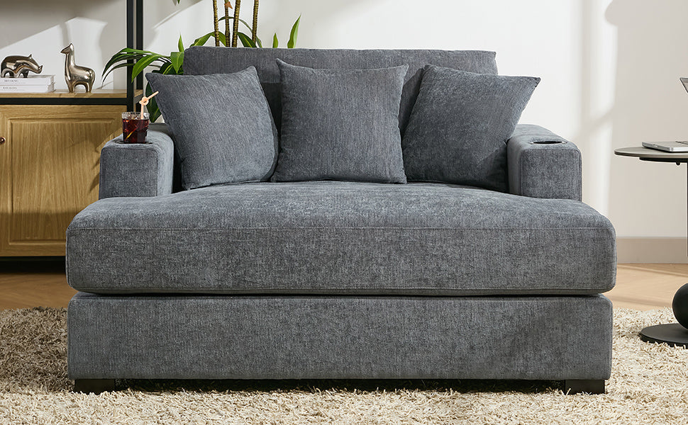 55" Oversized Chaise Lounger Modern Style Sofa Couch