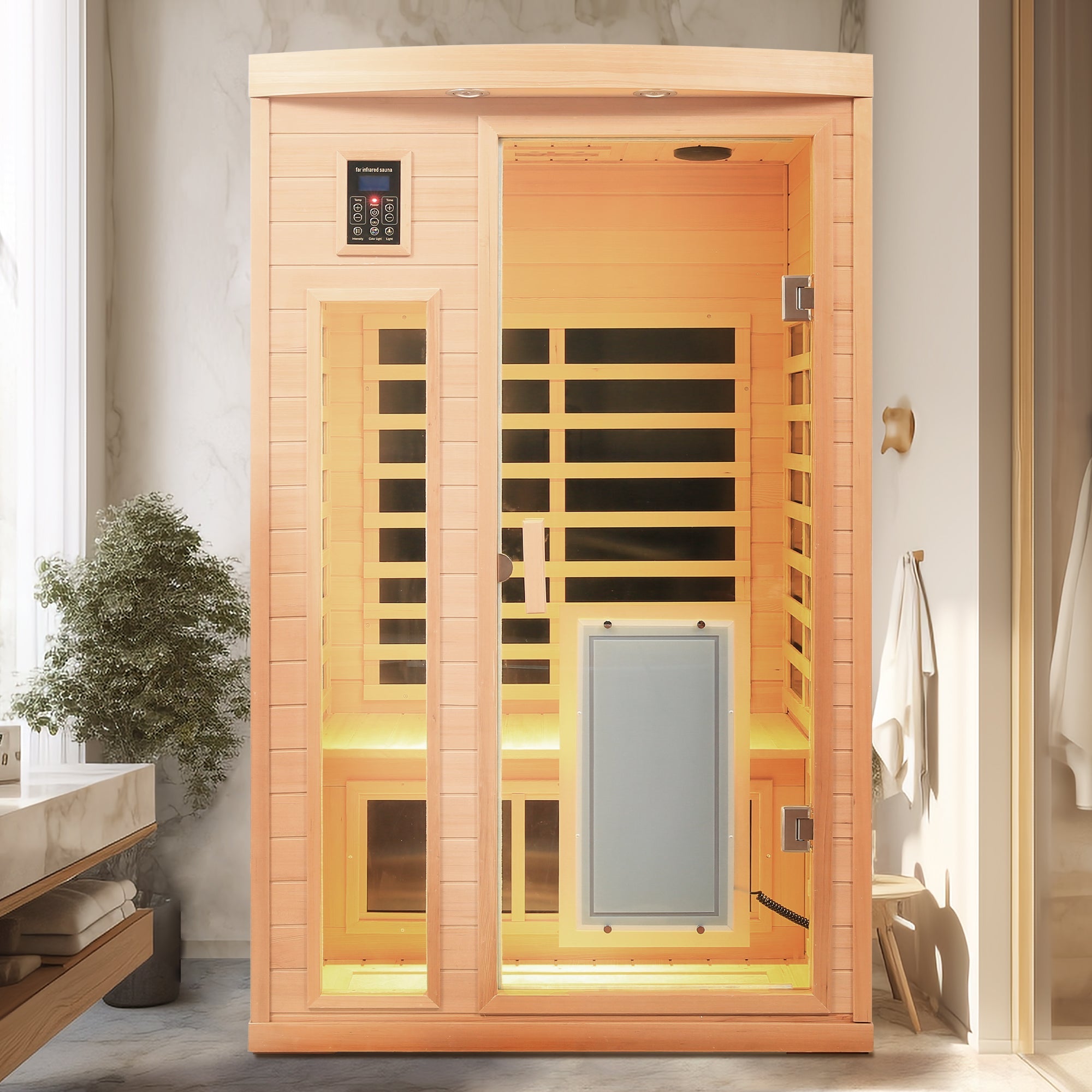 Far-Infrared Hemlock Wood Two-Person Sauna Room