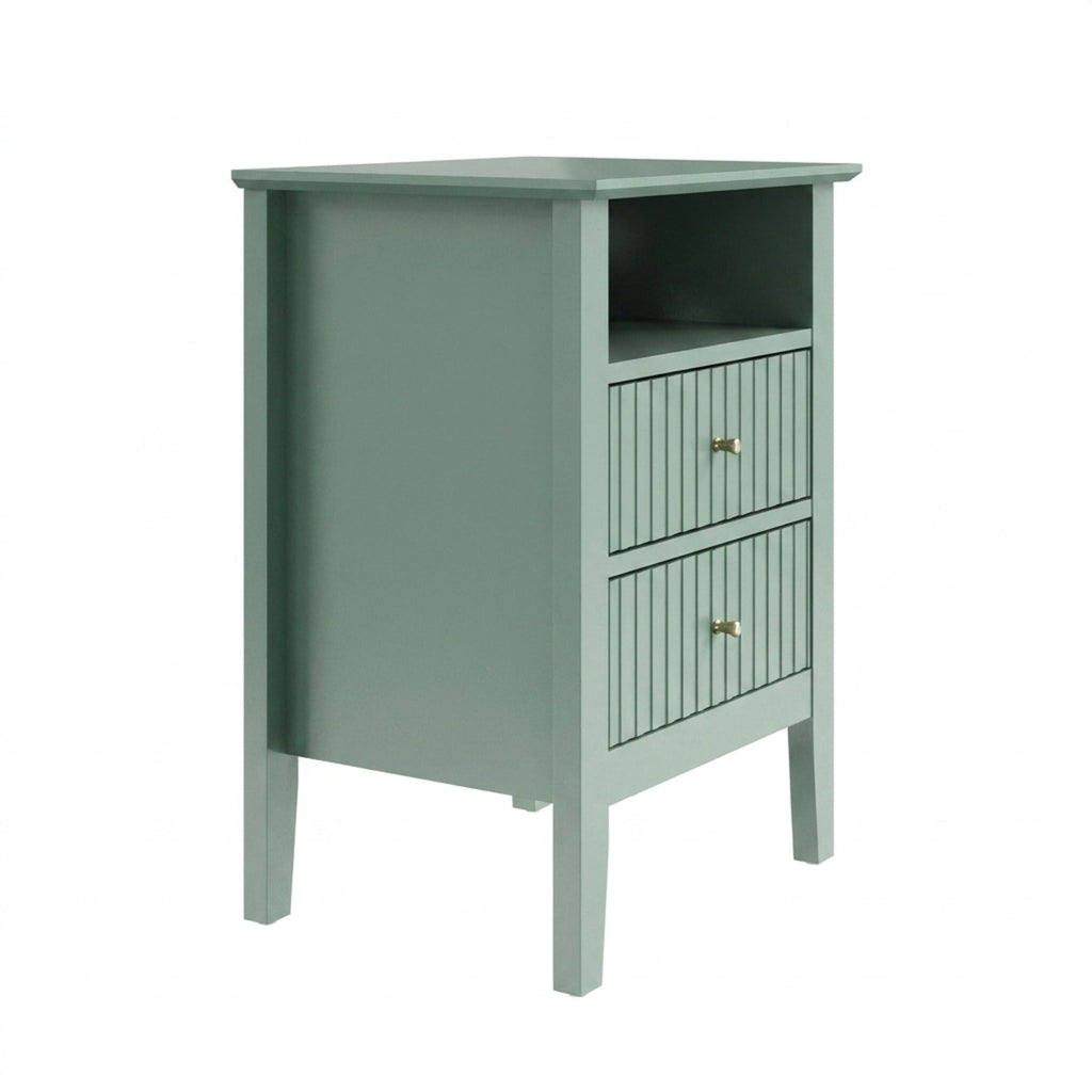 18" Green Fluted Nightstand