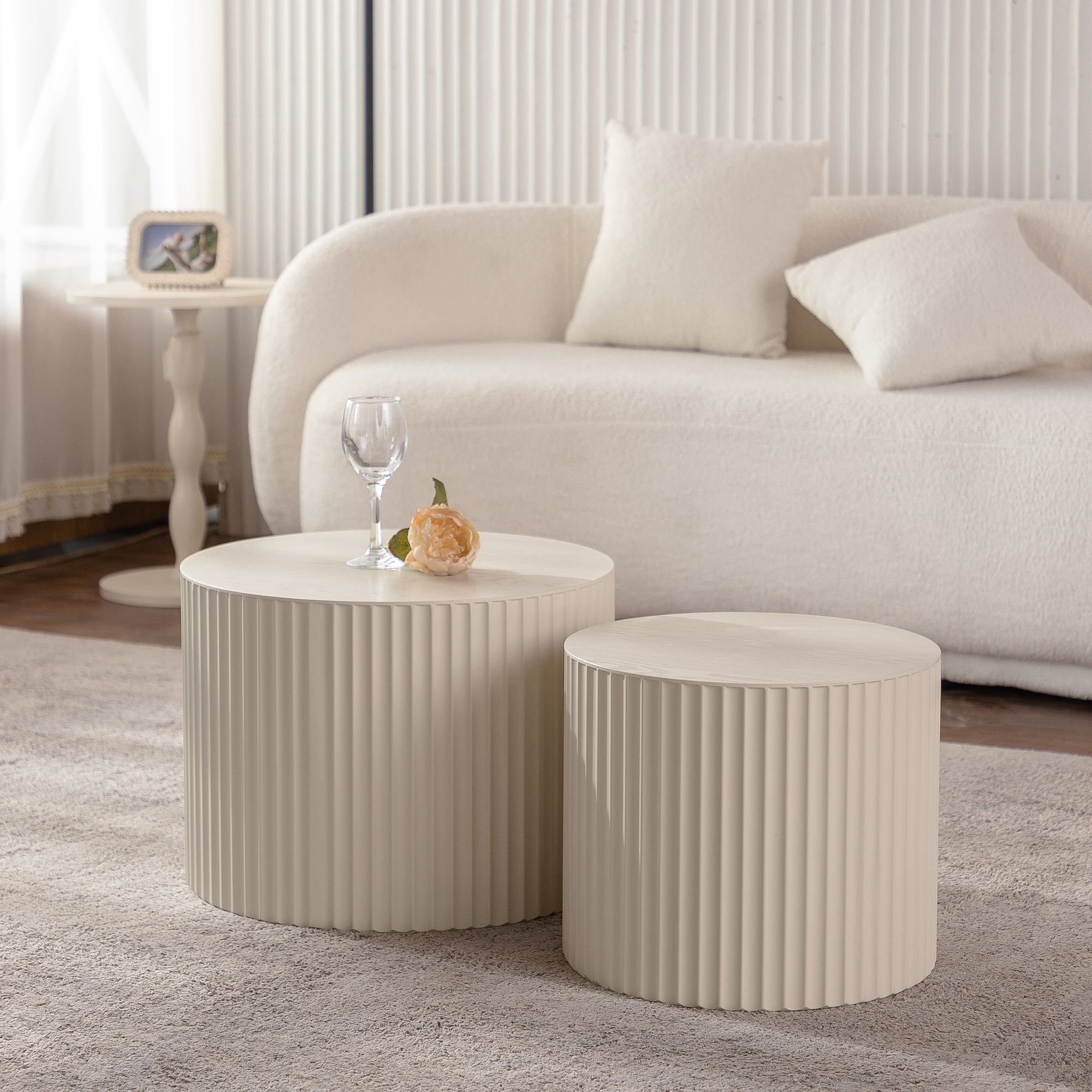 Beige Nesting Coffee Table Set of 2