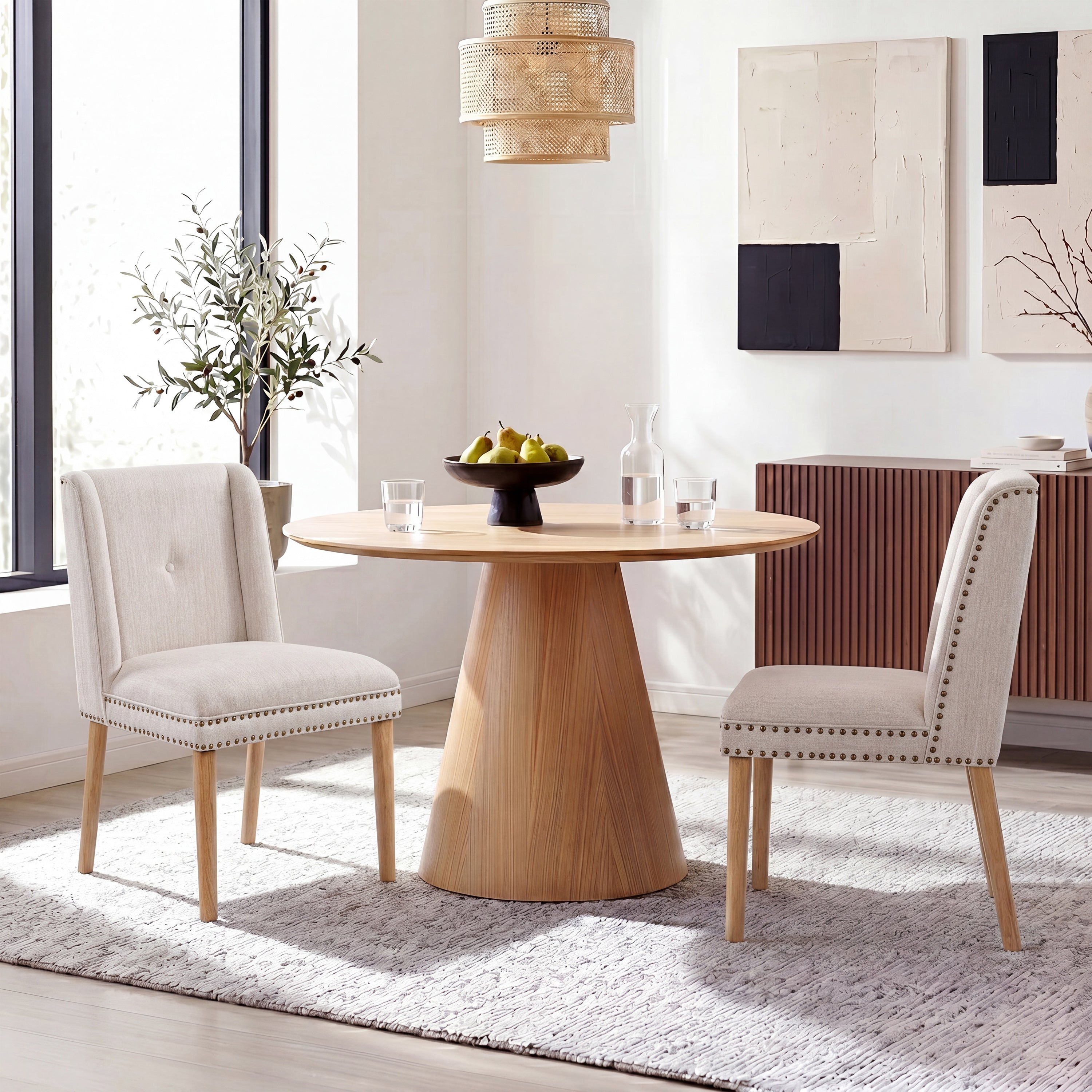 Light Luxury Rivet Upholstered Dining Chair (Set of 2)
