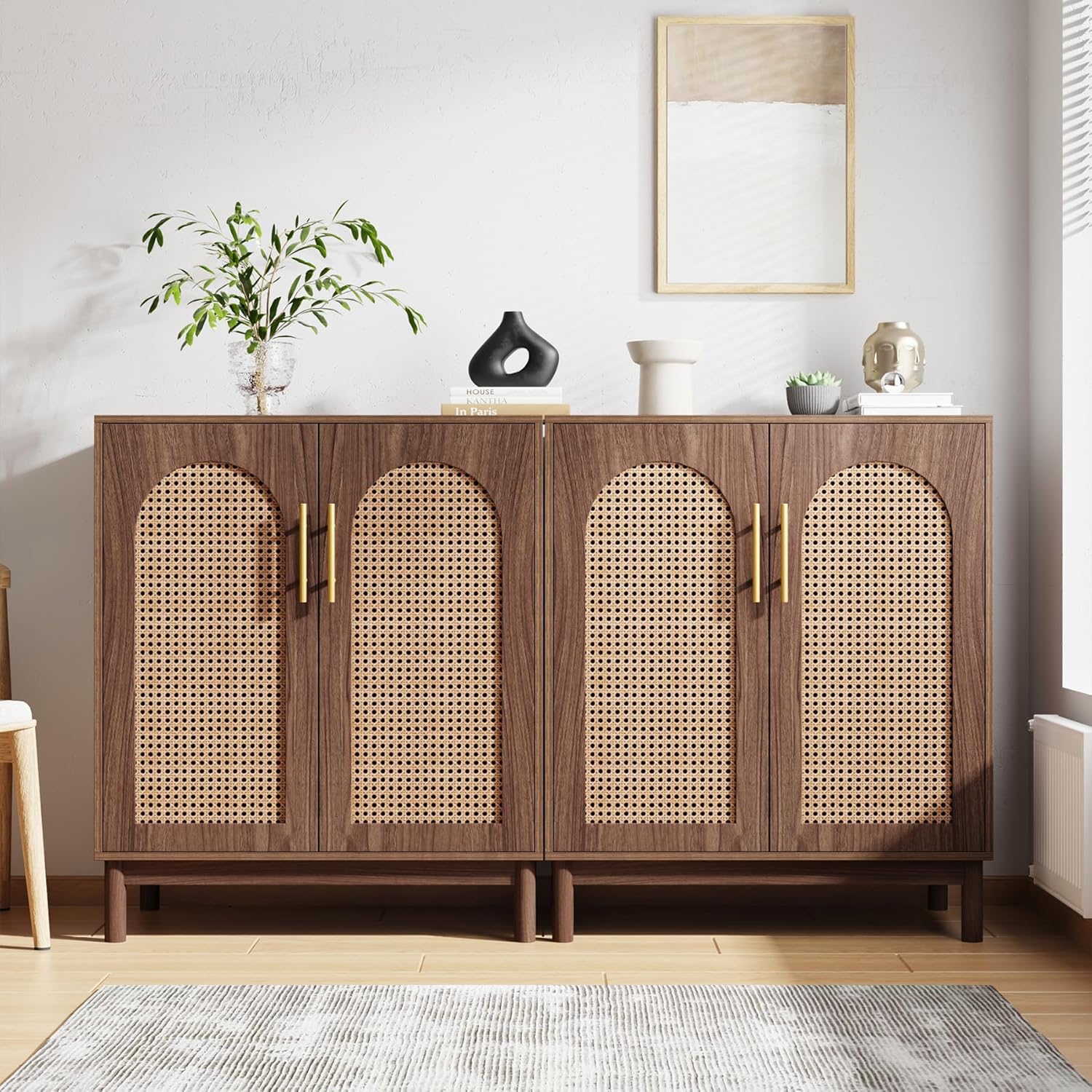 59" Rattan Sideboard Buffet Cabinet