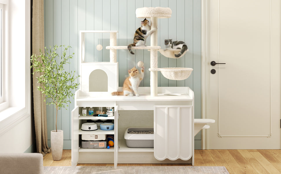 50.6" Cat Tree with Litter Box Enclosure