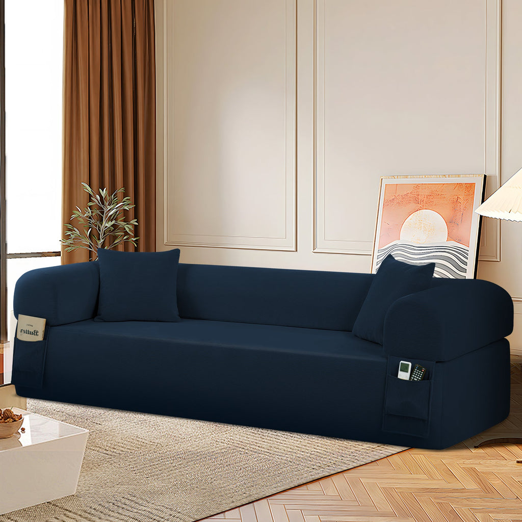 Spring Sofa with High-Quality Fabric, Pillows & Storage