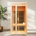 Deluxe One Person Hemlock Infrared Sauna Room with LED Colour Lights