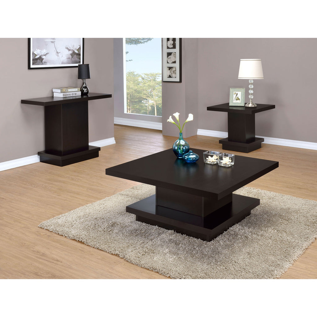 Fiona Cappuccino Engineered Wood Pedestal Console Table