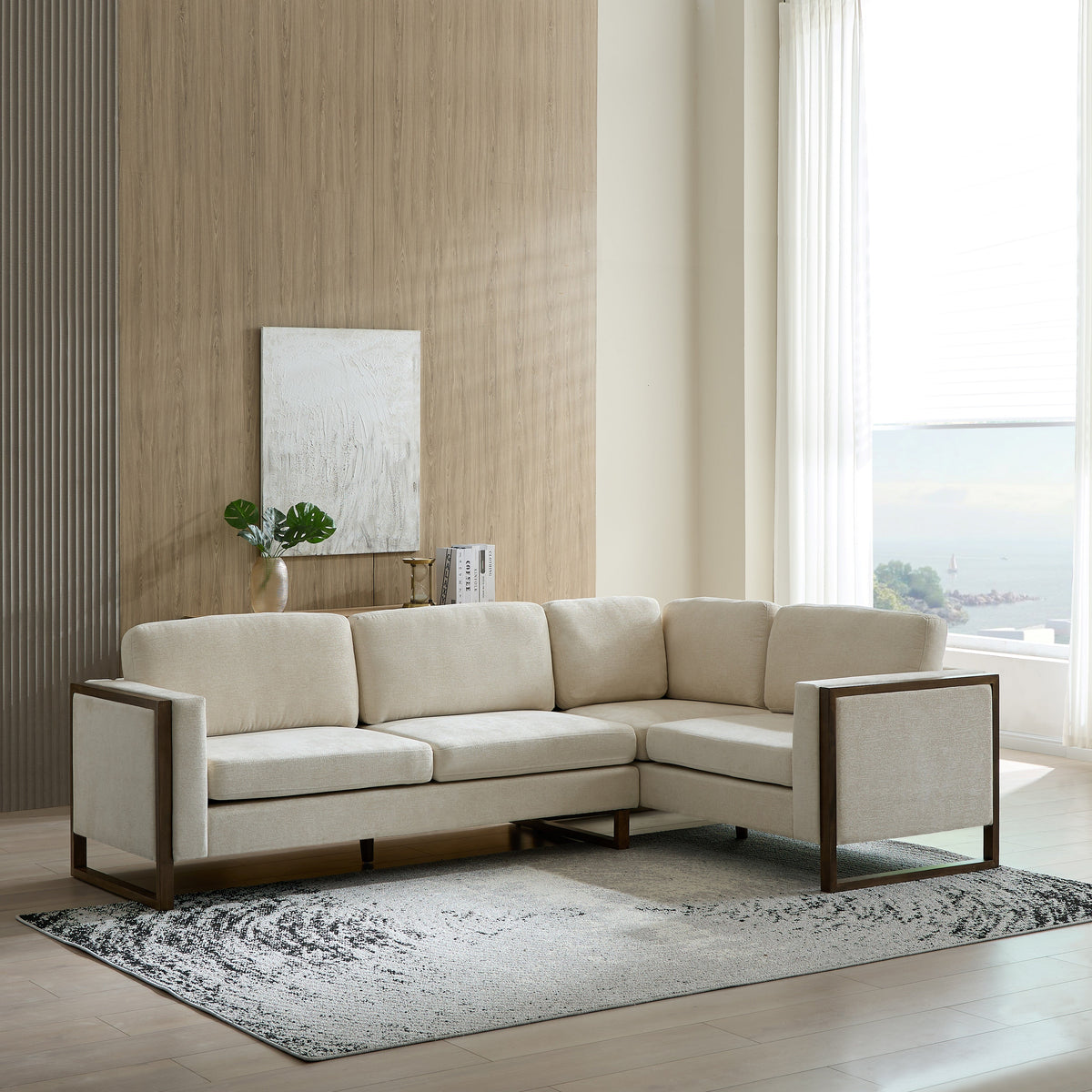 Otis 104 in. Square Arm 2-piece L Shaped Sectional Chenille Sofa