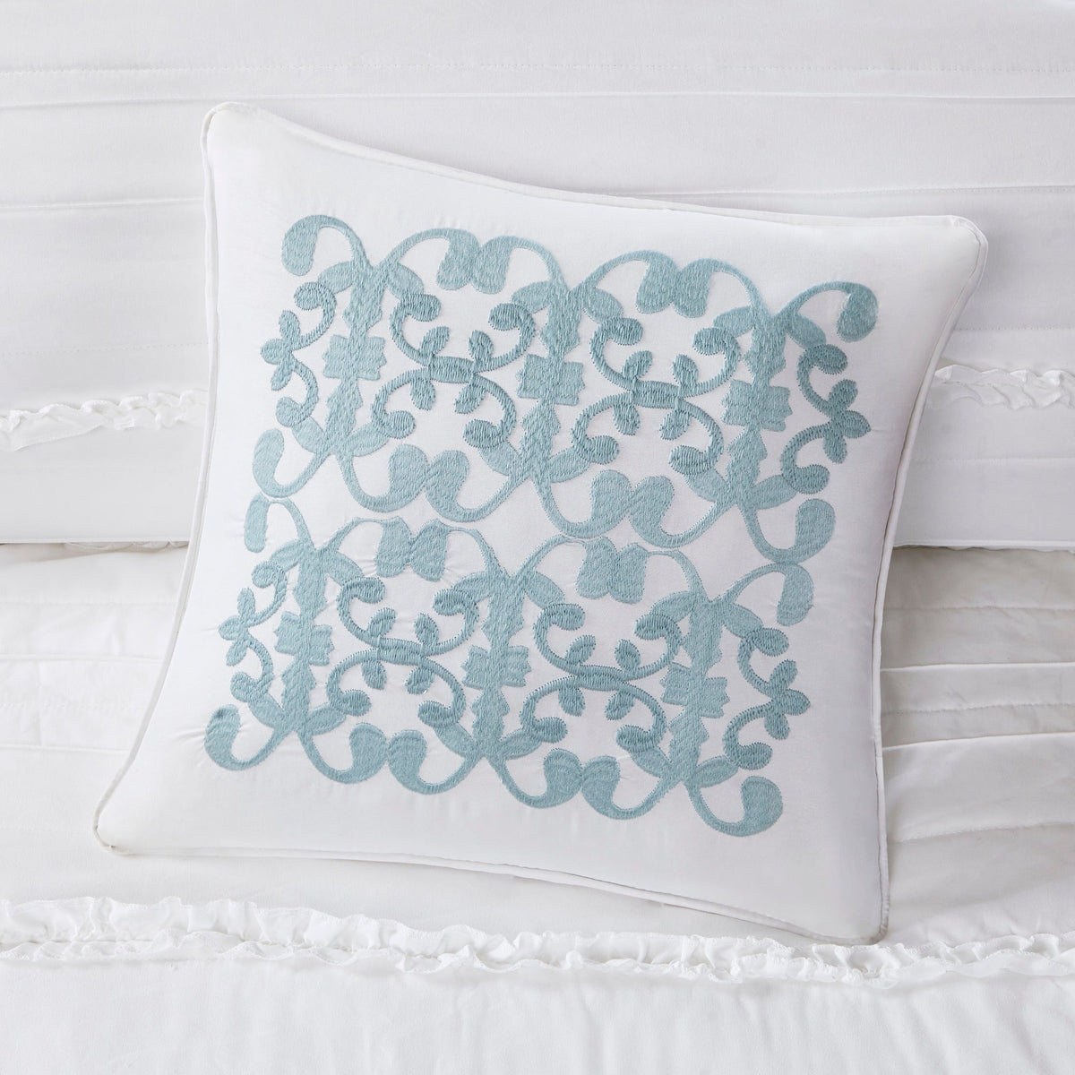 4 Piece Reversible Ruffle Quilt Set with Throw Pillow