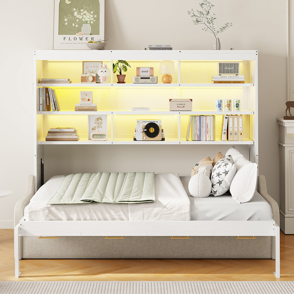 Full Size Murphy Cabinet Bed with Folding Sofa