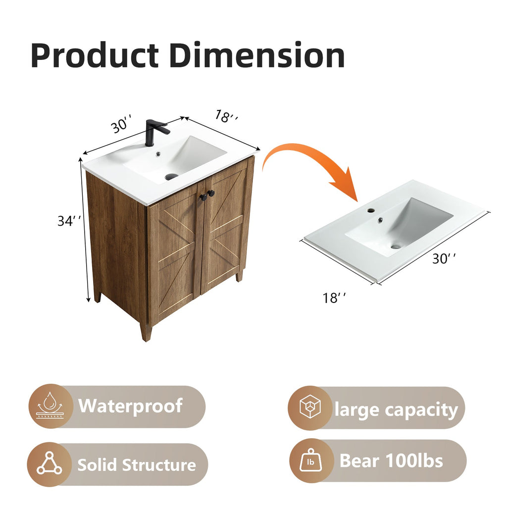 30-Inch Golden Bathroom Vanity