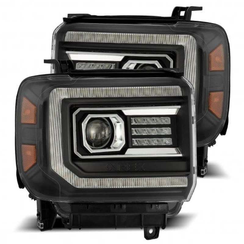 AlphaRex 14-18 GMC Sierra PRO-Series Proj Headlights Plank Style Black w/Activ Light/Seq Signal/DRL 880613 *Discontinued