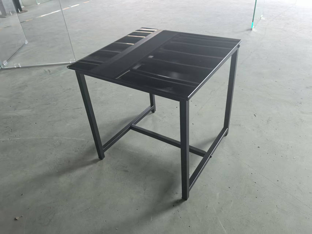 2 Piece Black Glass Side Table Set