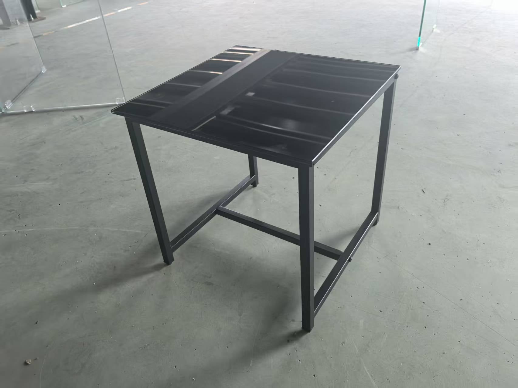 2 Piece Black Glass Side Table Set