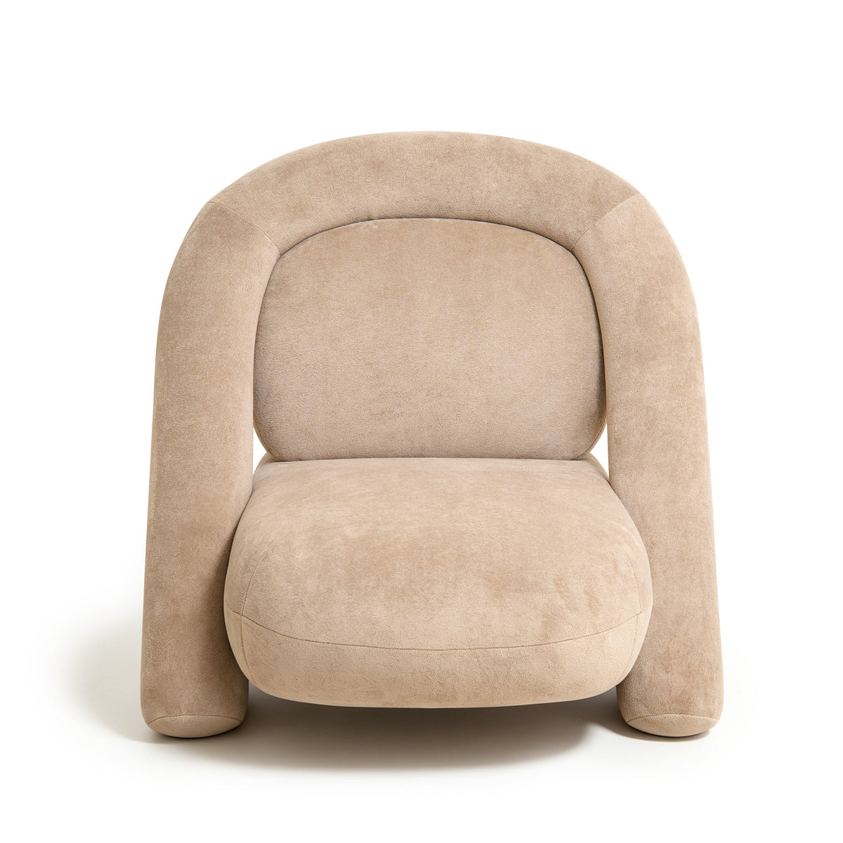 Lounge Chair in Dark Beige Velvet