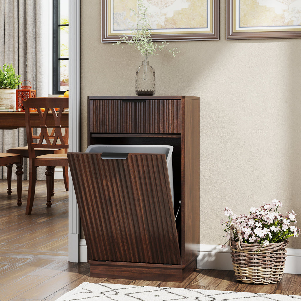 10-Gallon Woodgrain Tilt-Out Trash Can Cabinet