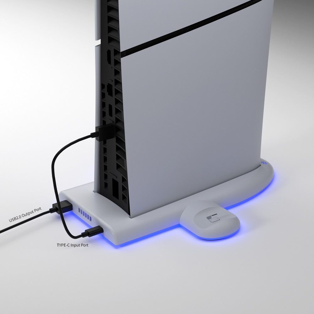 Host Multi-function Cooler Pad Fan PS5 Handle Fixed Charger Charging Belt RGB Colorful Ambience Light