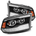 AlphaRex 09-18 Dodge Ram 1500HD PRO-Series Projector Headlights Plank Style Black w/Seq Signal/DRL 880597 *Discontinued