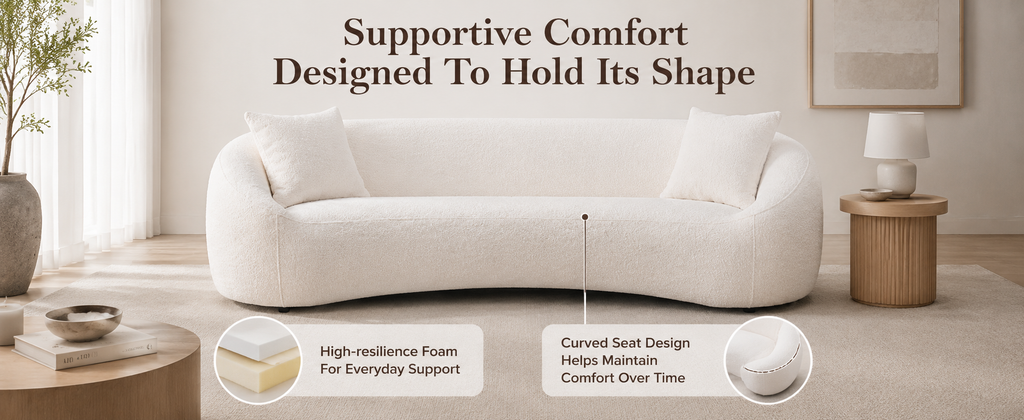 93.31" Minimalist Curved Sofa, 3 Seater