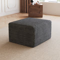 Dark Grey Plush Corduroy Sofa Ottoman