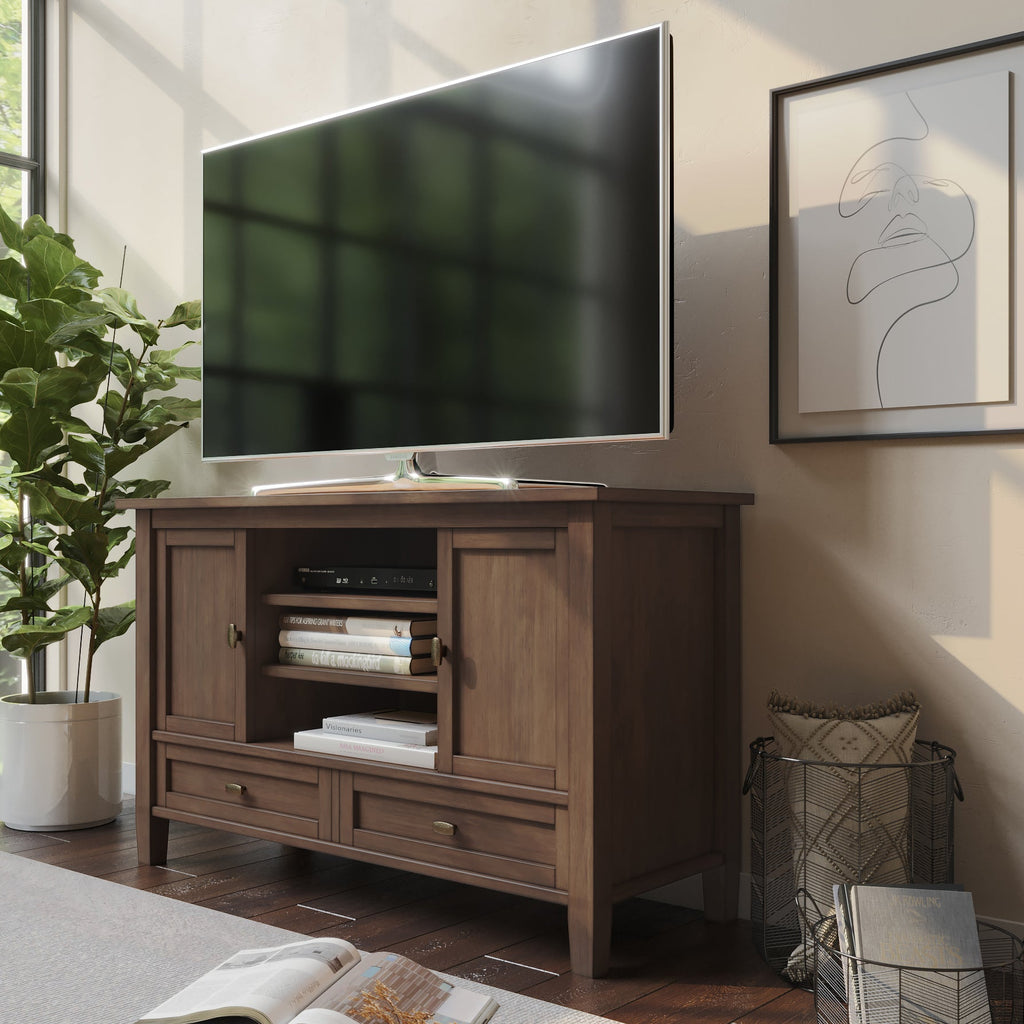 Warm Shaker 47 Inch Wide Solid Wood TV Stand in Rustic