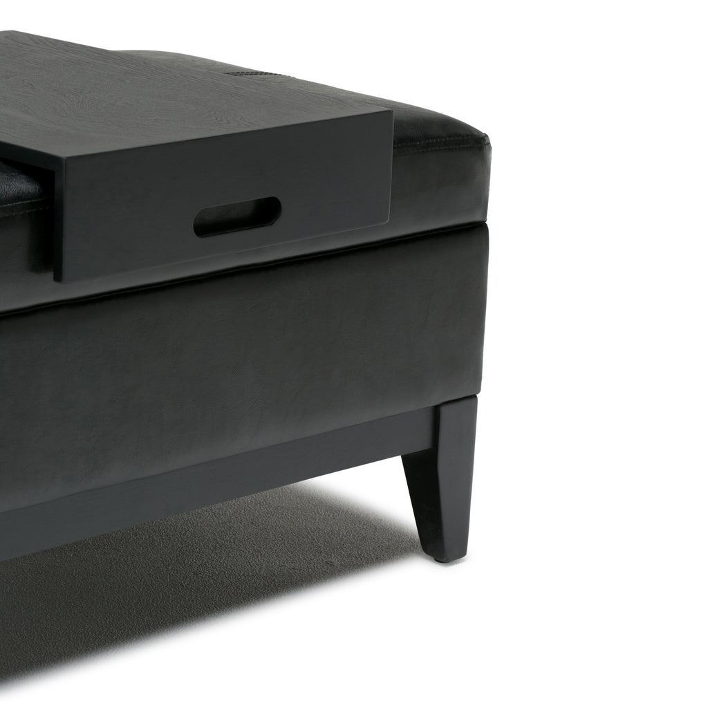 Oregon 42 Inch Wide Storage Ottoman Bench with Tray