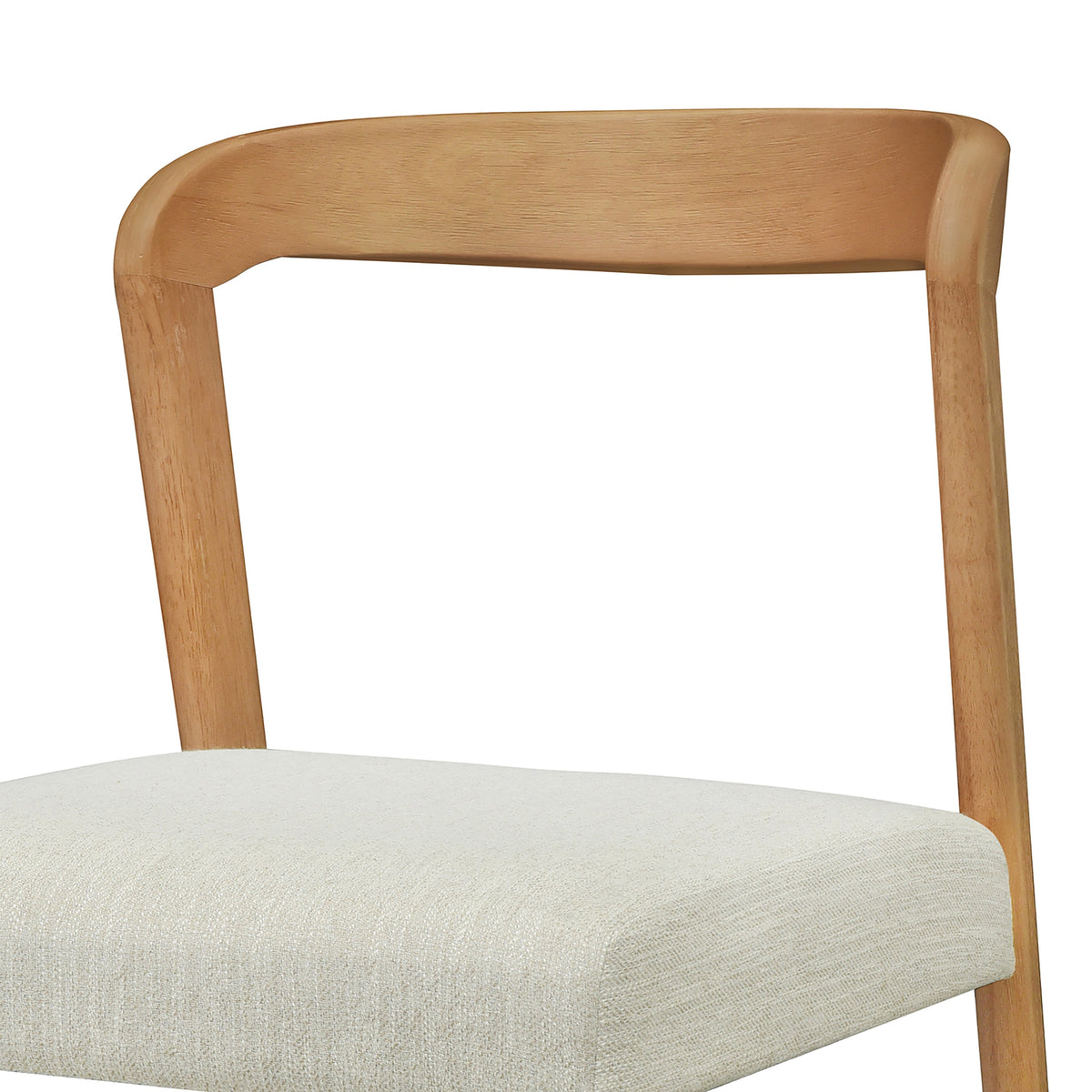 Solid Rubber Wood Dining Chairs (Natural Oak+Beige) - Set of 2