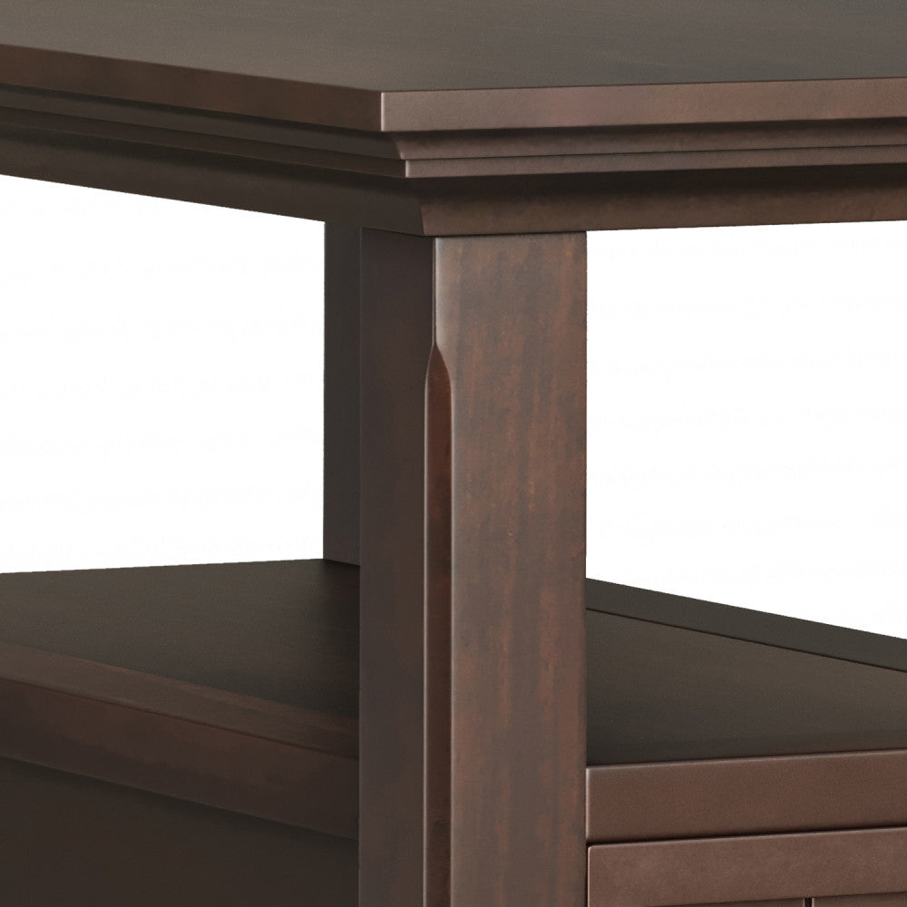 Acadian Solid Wood Narrow Side Table with Drawer in Brunette