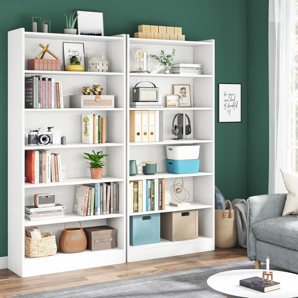 78" 7-Tier Modern White Library Bookshelf