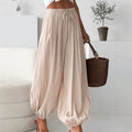 2026 Women's Summer Loose Drawstring Wide-Leg Cropped Pants With Draped Effect Harem Pants For Export Cross-Border Women's Fashion