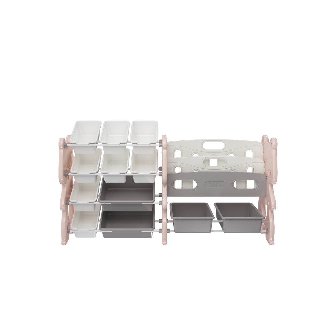 Kids Toy Storage Organizer with 2-Tier Bookshelf