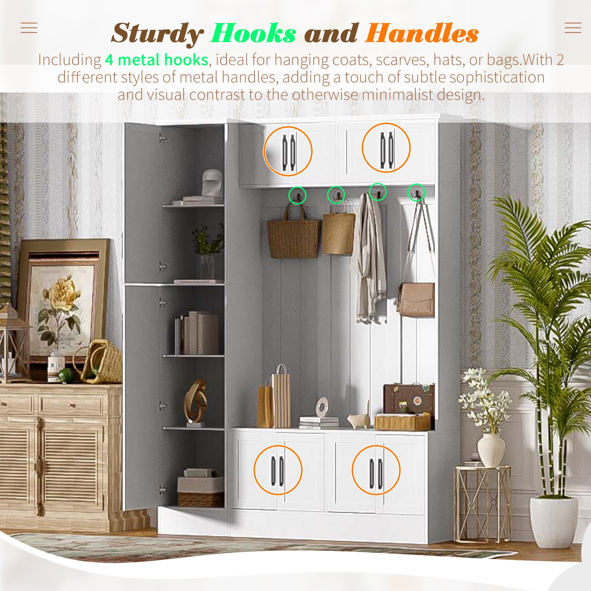 Vibe Haus 79'' Tall Modern Hall Tree with Shoe Storage